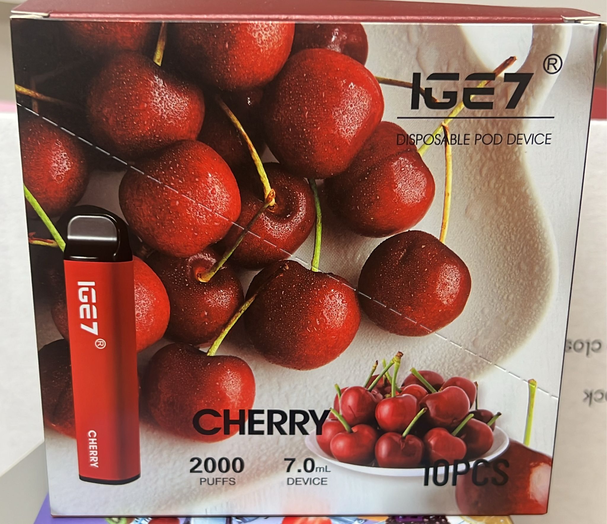 IGE 7 Cherry e-cigarette 2000 puffs