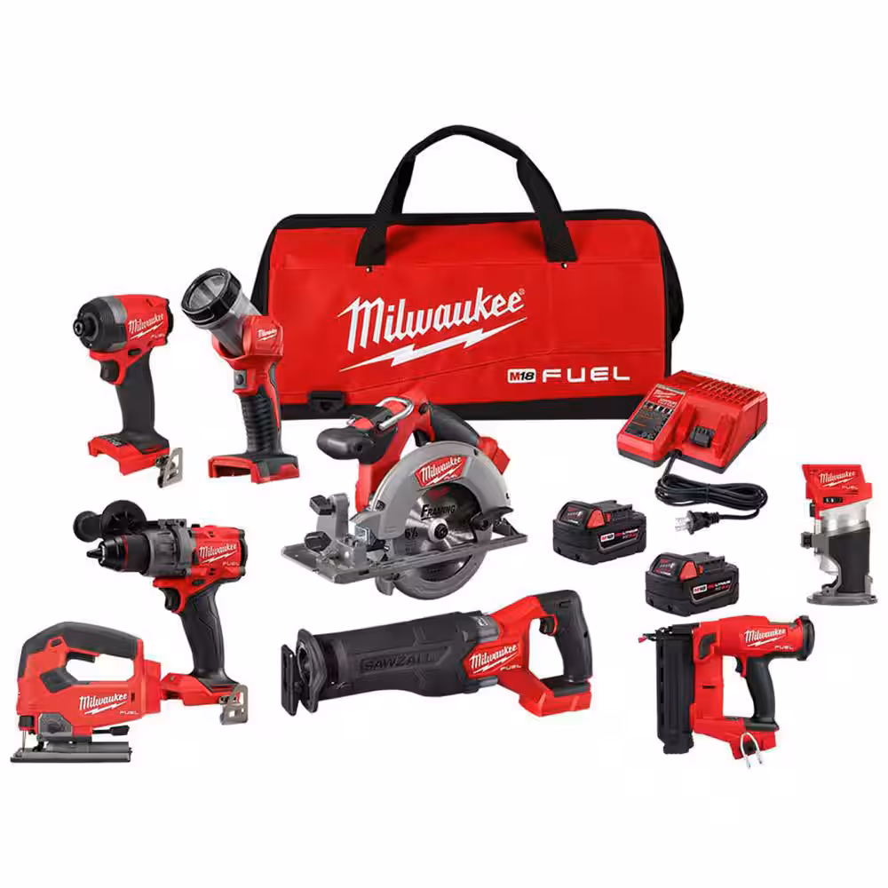 M18 FUEL 18-Volt Lithium-Ion Brushless Cordless Combo Kit (5-Tool) with Compact Router, Jig Saw and 18-Gauge Brad Nailer