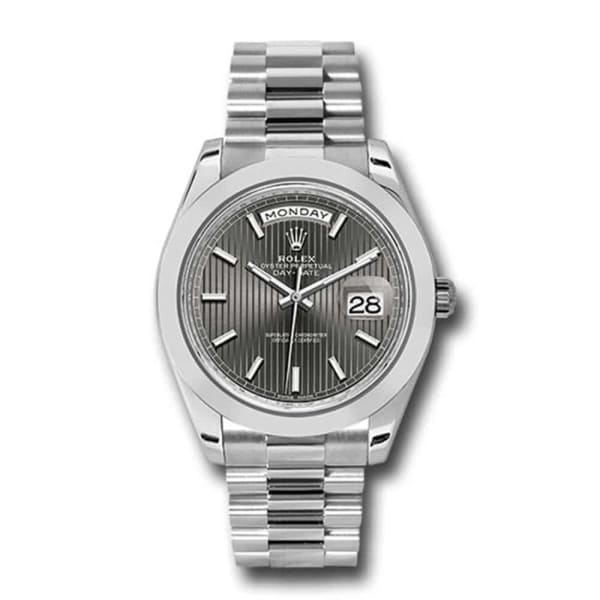 Rolex Day-Date 40 Presidential Dark rhodium dial, Smooth Bezel, President bracelet, Watch