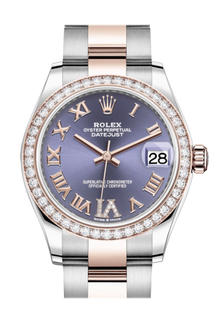 Rolex Datejust 31 Aubergine VI Diamonds Dial Diamond Bezel Rose Gold Two Tone Watch 278381RBR 278381