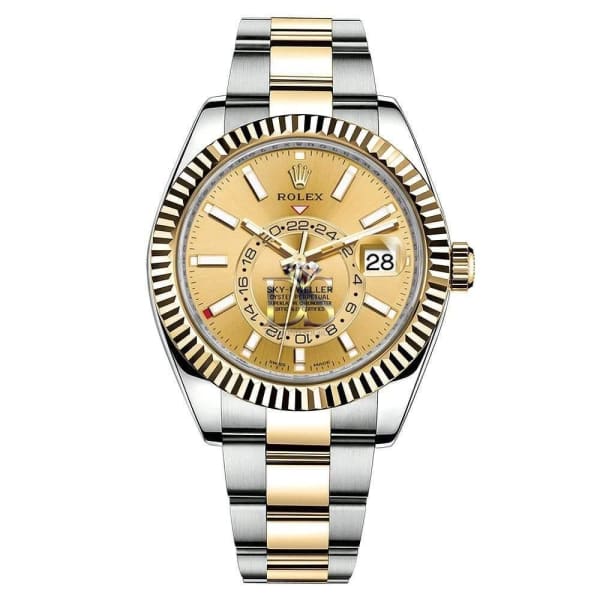 Rolex Sky-Dweller Automatic Men's 18kt Yellow Gold Champagne Dial Oyster Watch 326933-0001