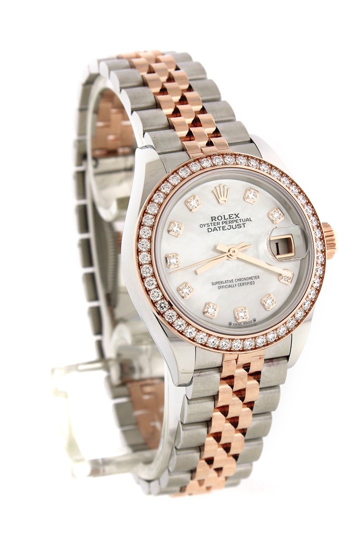 Rolex Datejust 28 Mother-of-pearl Diamonds Dial Diamond Bezel Rose Gold Two Tone Watch 279381RBR 279381