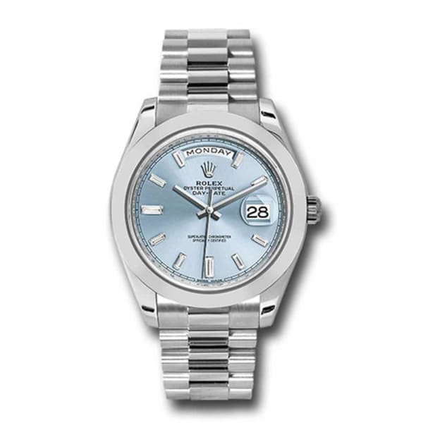 Rolex Day-Date 40 Presidential Blue dial, Smooth Bezel, President bracelet, Watch 228206-0002