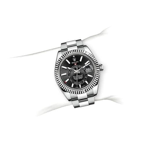 Rolex Sky-Dweller Automatic Men's 18kt White Gold Black Dial Oyster Watch 326934-0005