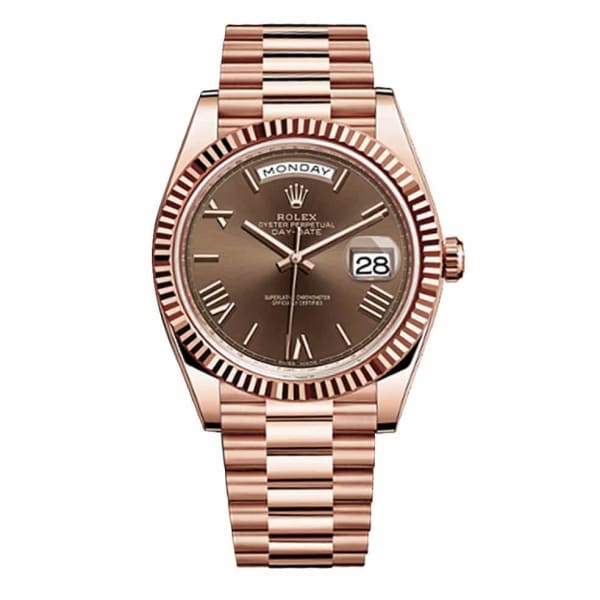 Rolex Day-Date 40 Presidential Chocolate Roman numerals Dial 18K Everose Gold Automatic Men's Watch