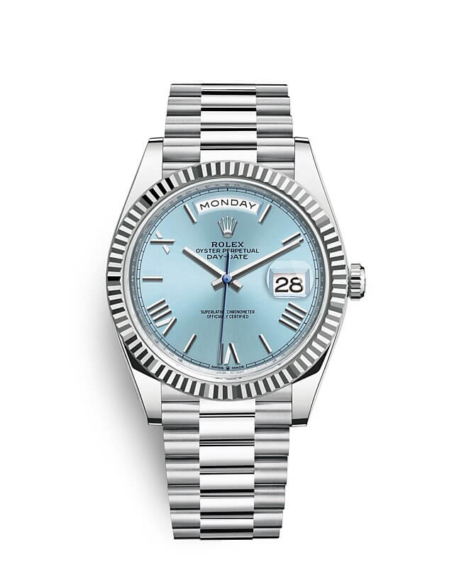 Rolex Oyster Perpetual Day-Date 40 in Platinum with Ice-Blue Dial Men's Watch 228236-0012