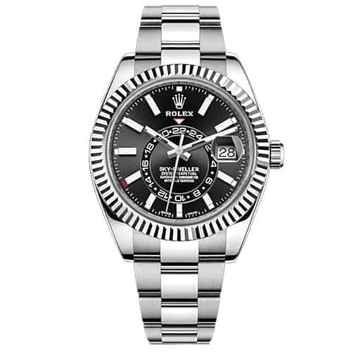 Rolex Sky-Dweller Automatic Men's 18kt White Gold Black Dial Oyster Watch 326934-0005