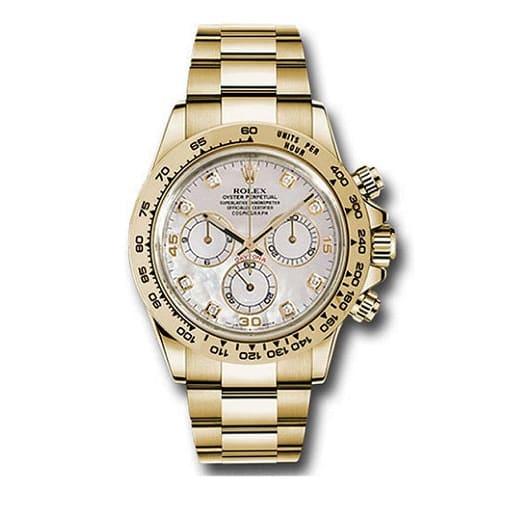 Rolex Daytona Mother of Pearl Diamond Dial 18k Yellow Gold Oyster Bracelet Mens Watch 116508-0007