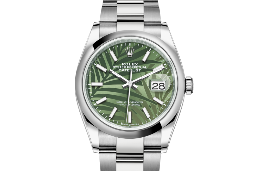 LadyRolex DATEJUST 36 Olive Green, Palm Motif，126200