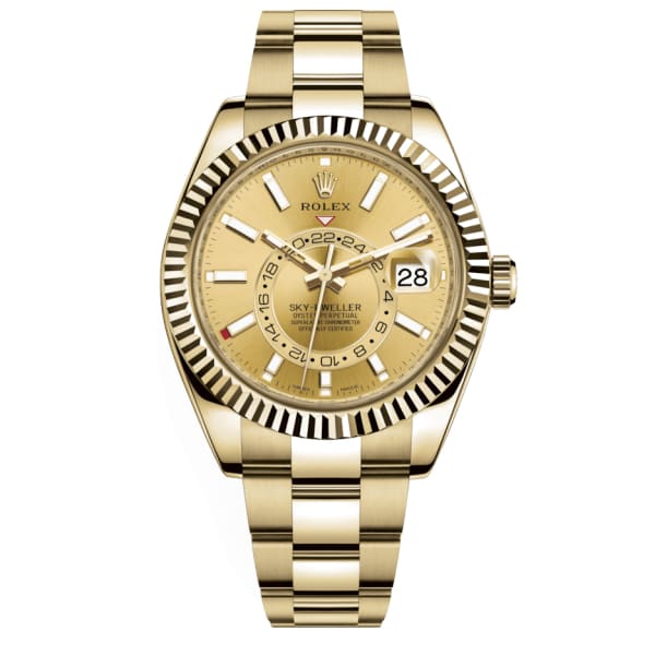 Rolex Sky-Dweller Champagne Dial, 18kt Yellow Gold Watch 326938-0003