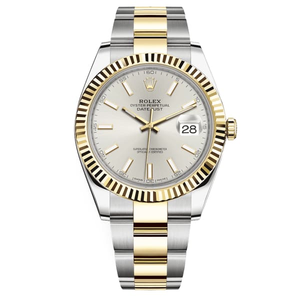 Rolex Oyster Perpetual Datejust 41 Watch Silver dial, Two-tone, Fluted bezel 126333-0001