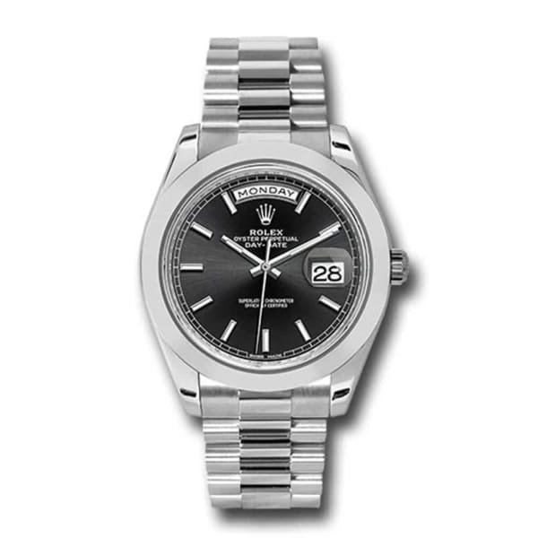 Rolex Day-Date 40 Presidential Black dial, Smooth Bezel, President bracelet, Watch 228206-0031