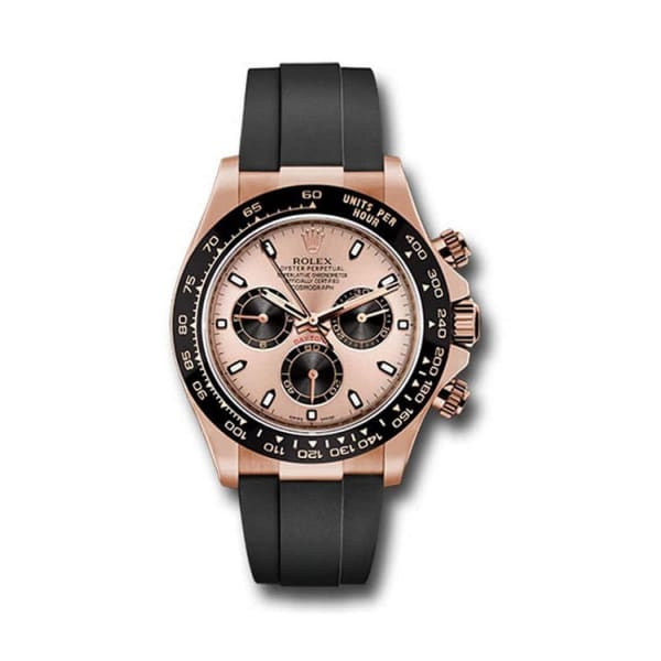 Rolex Daytona, Pink dial, Engraved Bezel, Rubber Oysterflex, Rose gold Watch 116515ln-0018