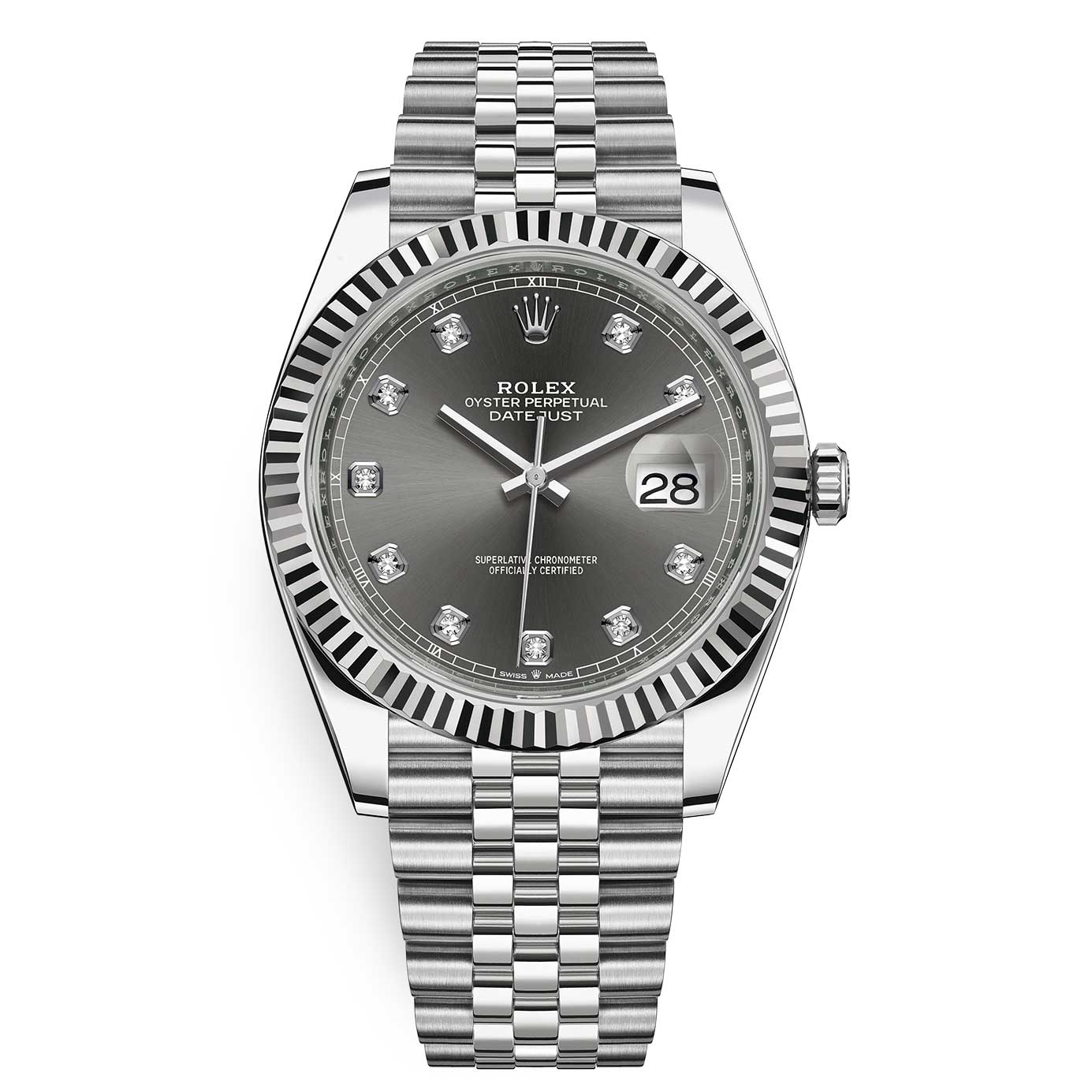 Rolex DateJust 41 Rhodium Diamond Dial 126334 -0006 Steel & 18k White Gold
