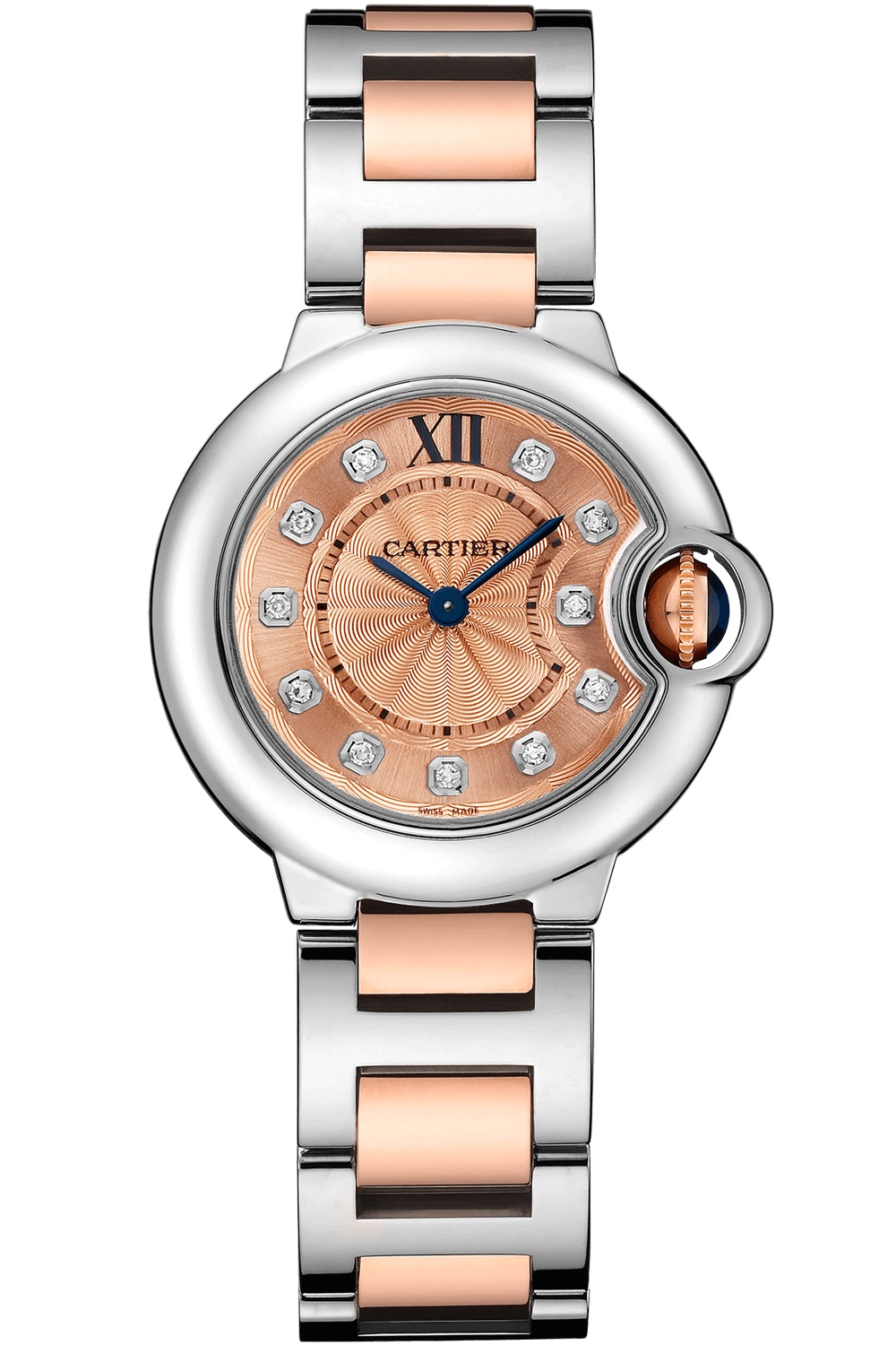 Cartier Ballon Bleu Stainless Steel & 18K Rose Gold & Diamonds Lady’s Watch, WE902052