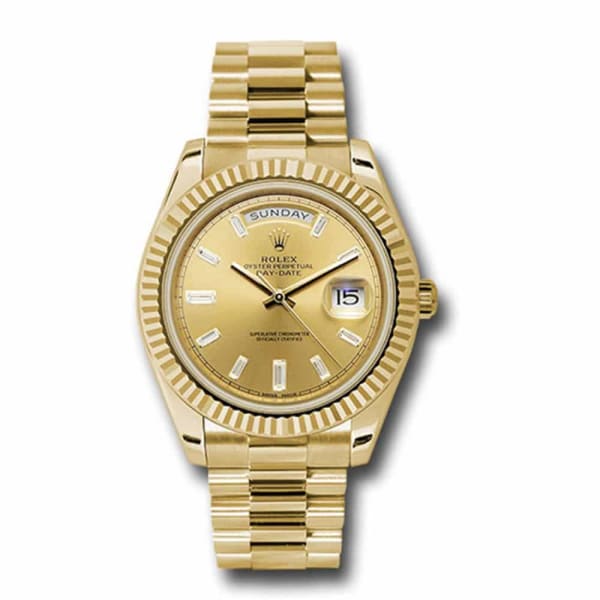 Rolex Day-Date 40 Presidential Champagne dial, Fluted Bezel, President bracelet, Yellow gold Watch  228238-0005