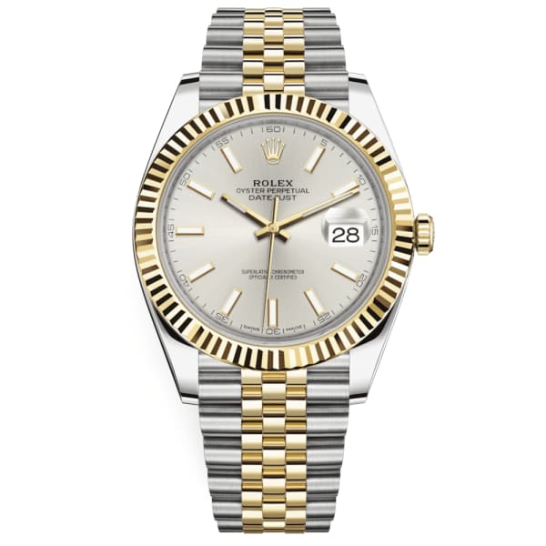 Rolex Oyster Perpetual Datejust 41 Watch Silver dial, Two-tone, Fluted bezel 126333-0002