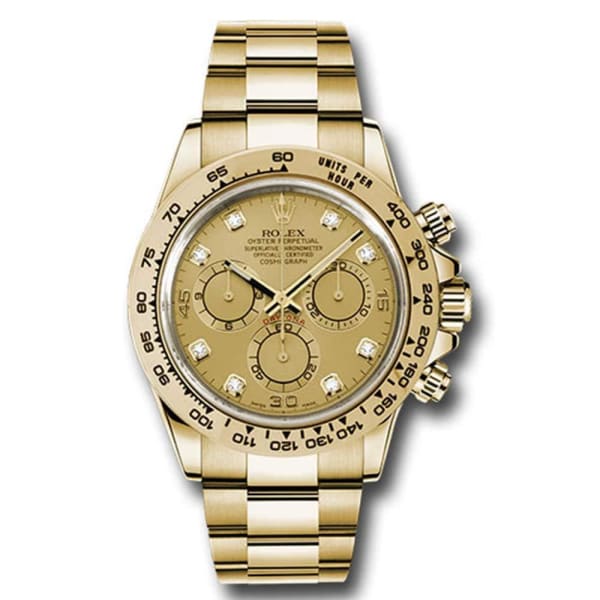 Rolex Cosmograph Daytona Champagne Dial with Diamonds18kt Yellow Gold Oyster bracelet Men's Watch