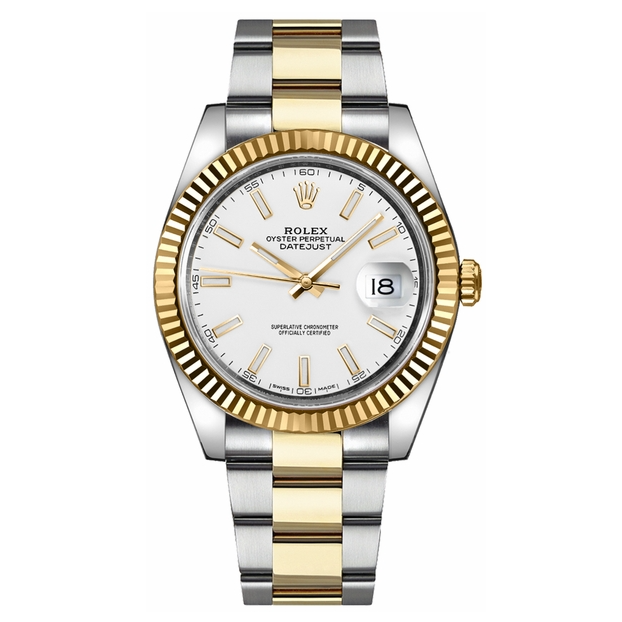 Rolex Datejust 41 White Dial Men's Gold & Steel Watch 126333-0015