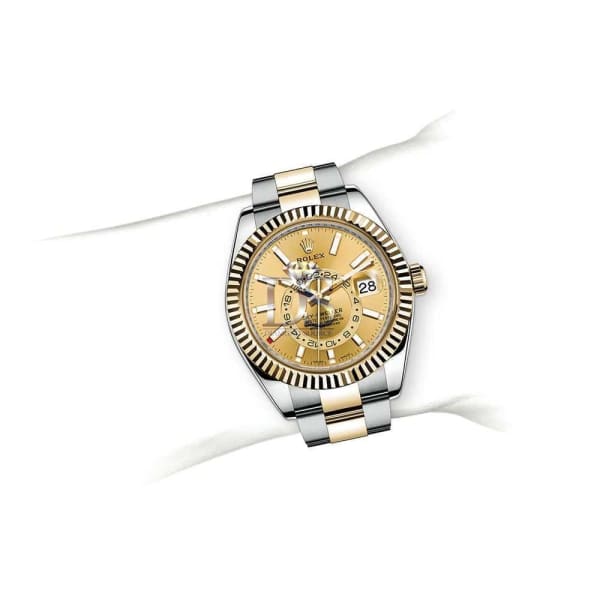 Rolex Sky-Dweller Automatic Men's 18kt Yellow Gold Champagne Dial Oyster Watch 326933-0001