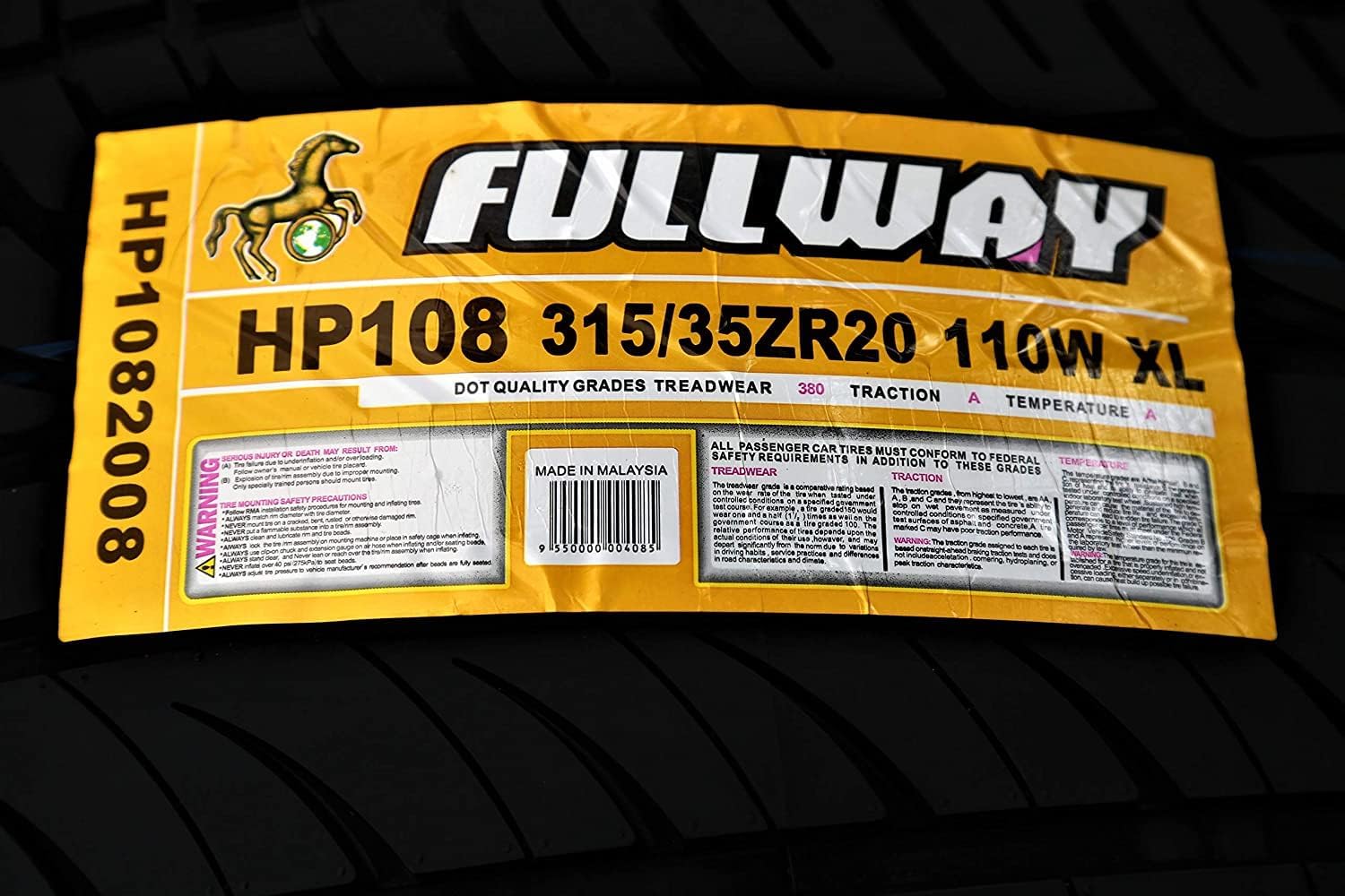 Fullway HP108 All-Season Passenger Car Performance Radial Tire-175/65R14 175/65/14 175/65-14 82H Load Range SL 4-Ply BSW Black Side Wall UTQG 380AA