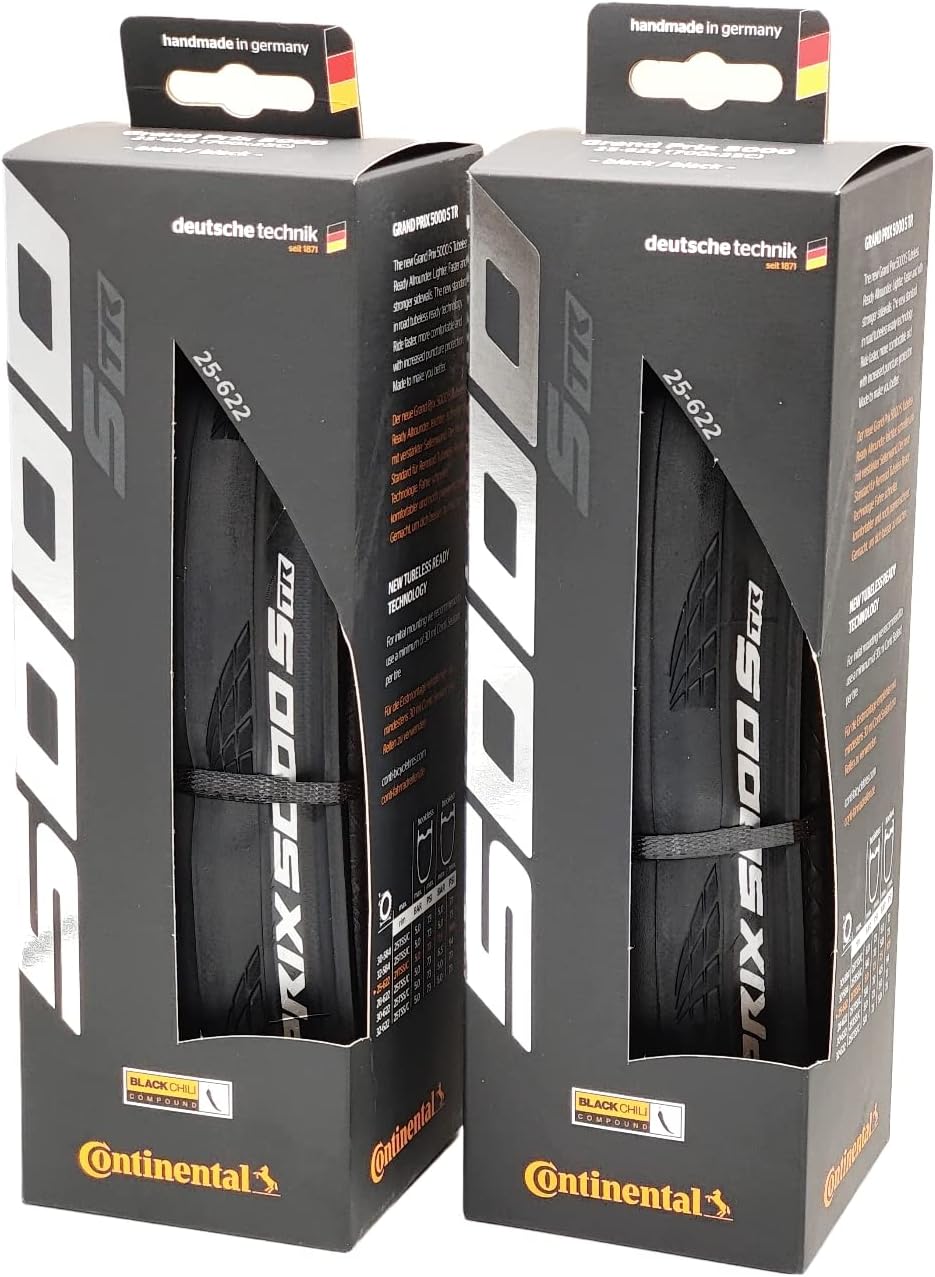 Continental Grand Prix 5000 S TR 700x32 Black - Tubeless Ready - Pack of 2 Tires
