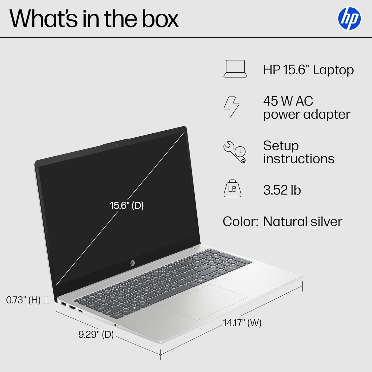 HP 15.6 inch Laptop, HD Touchscreen Display, AMD Ryzen 3 7320U, 8 GB RAM, 128 GB SSD, AMD Radeon Graphics, Windows 11 Home in S Mode, Natural Silver, 15- fc0099nr