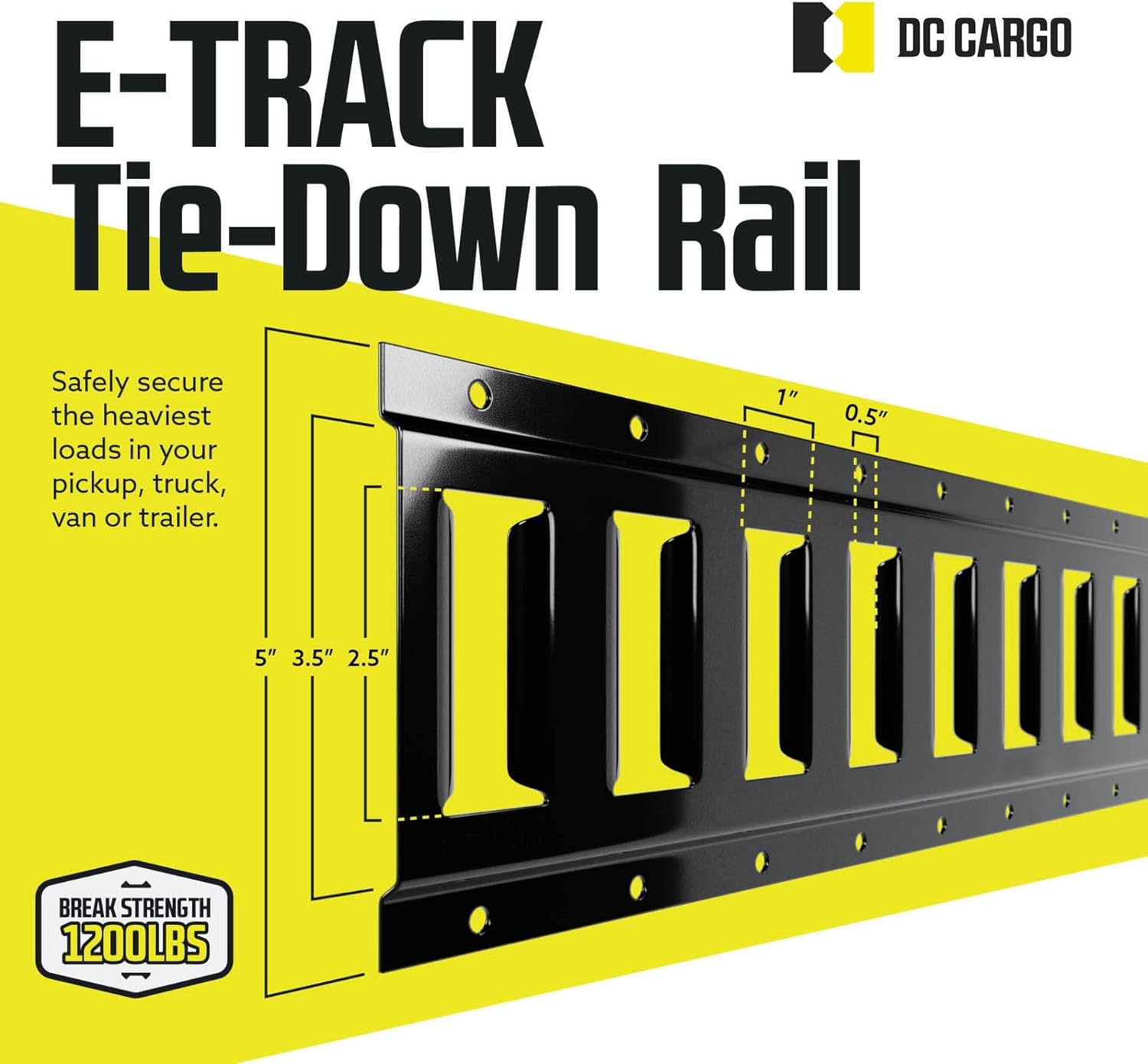 DC Cargo Mall E Track Tie Down Rail Kit 8' (4 Pack) for Garages, Vans, Trailers, Motorcycle Tie Downs, ATV Mountings - Powder-Coat Black - Secure Cargo & Heavy Loads Up to 2,000 lbs