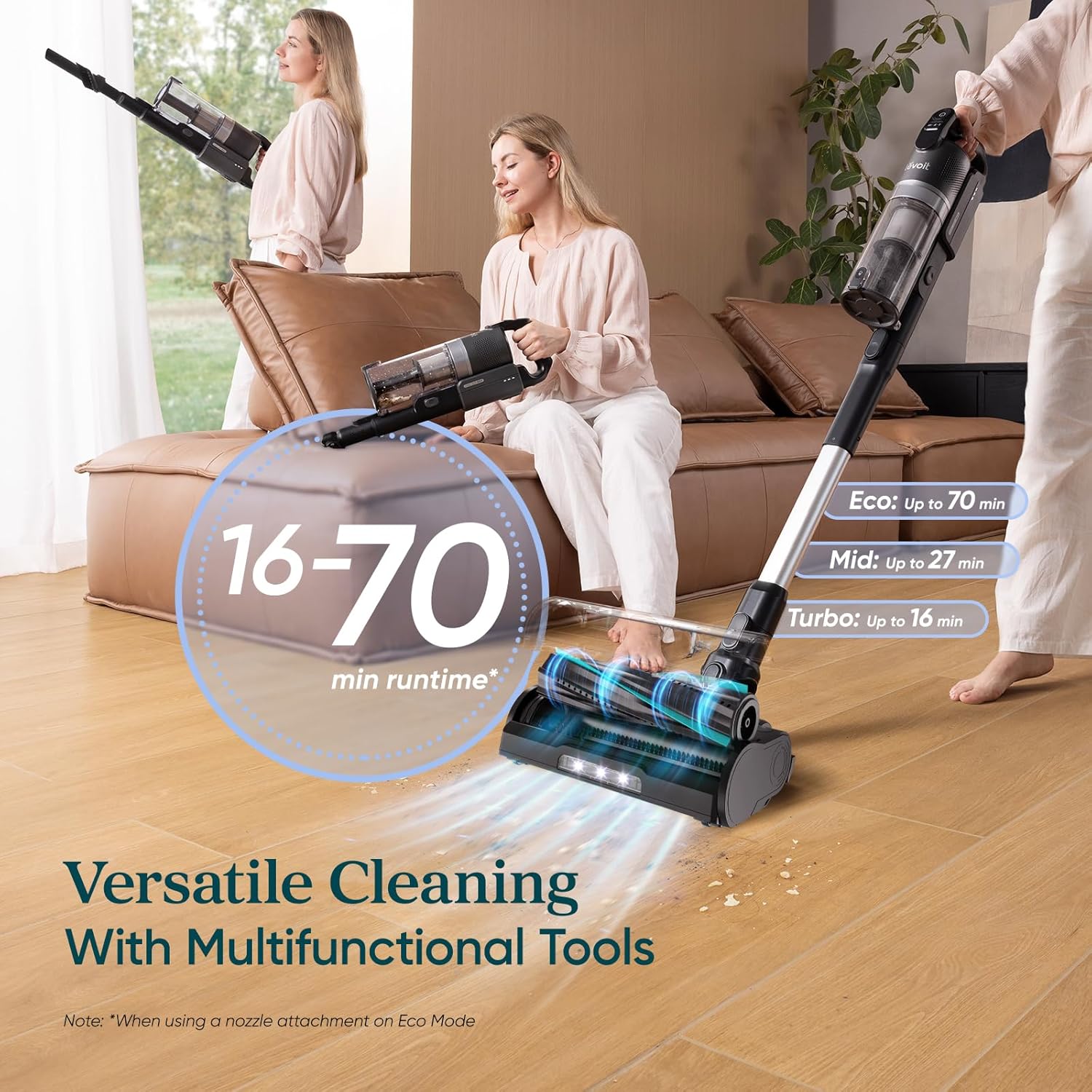 LEVOIT Cordless Vacuum Cleaner, Stick Vac with Tangle-Resistant Design, Up to 50 Minutes, Powerful Suction, Rechargeable, Lightweight, and Versatile for Carpet, Hard Floor, Pet Hair, LVAC-200