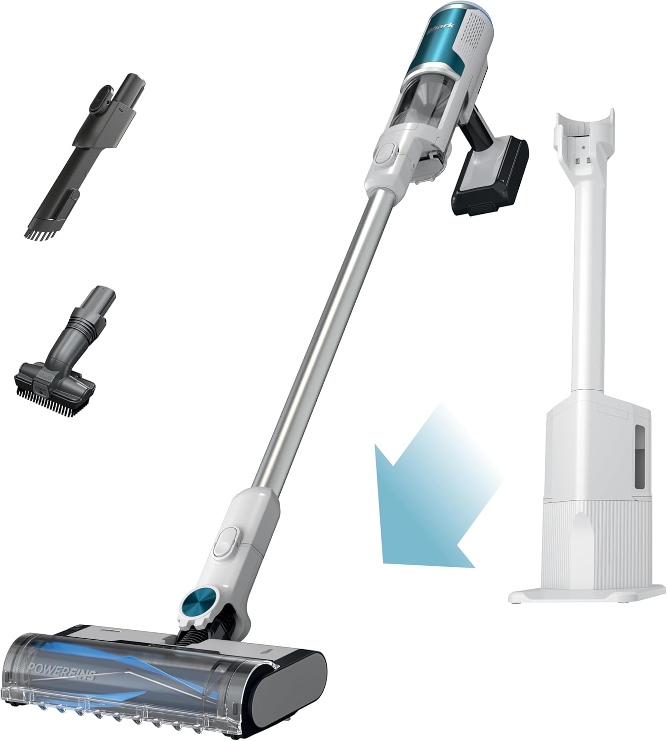 Shark | Pet Cordless Vacuum Cleaner | LED Headlights | Removable Handheld Vacuum for Pet Hair | Crevice Tool & Pet Multi-Tool Included | 40min Runtime | For Carpet & Hard Floors | Grey | IX141