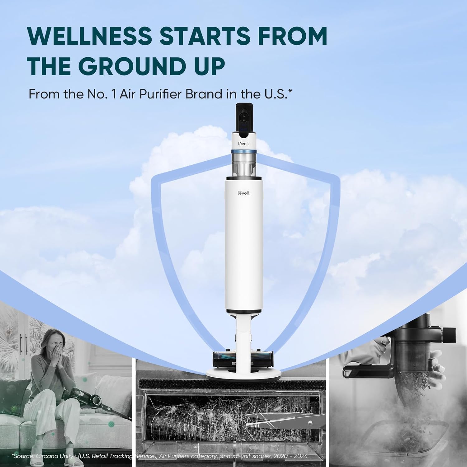 LEVOIT Cordless Vacuum Cleaner, Stick Vac with Tangle-Resistant Design, Up to 50 Minutes, Powerful Suction, Rechargeable, Lightweight, and Versatile for Carpet, Hard Floor, Pet Hair, LVAC-200