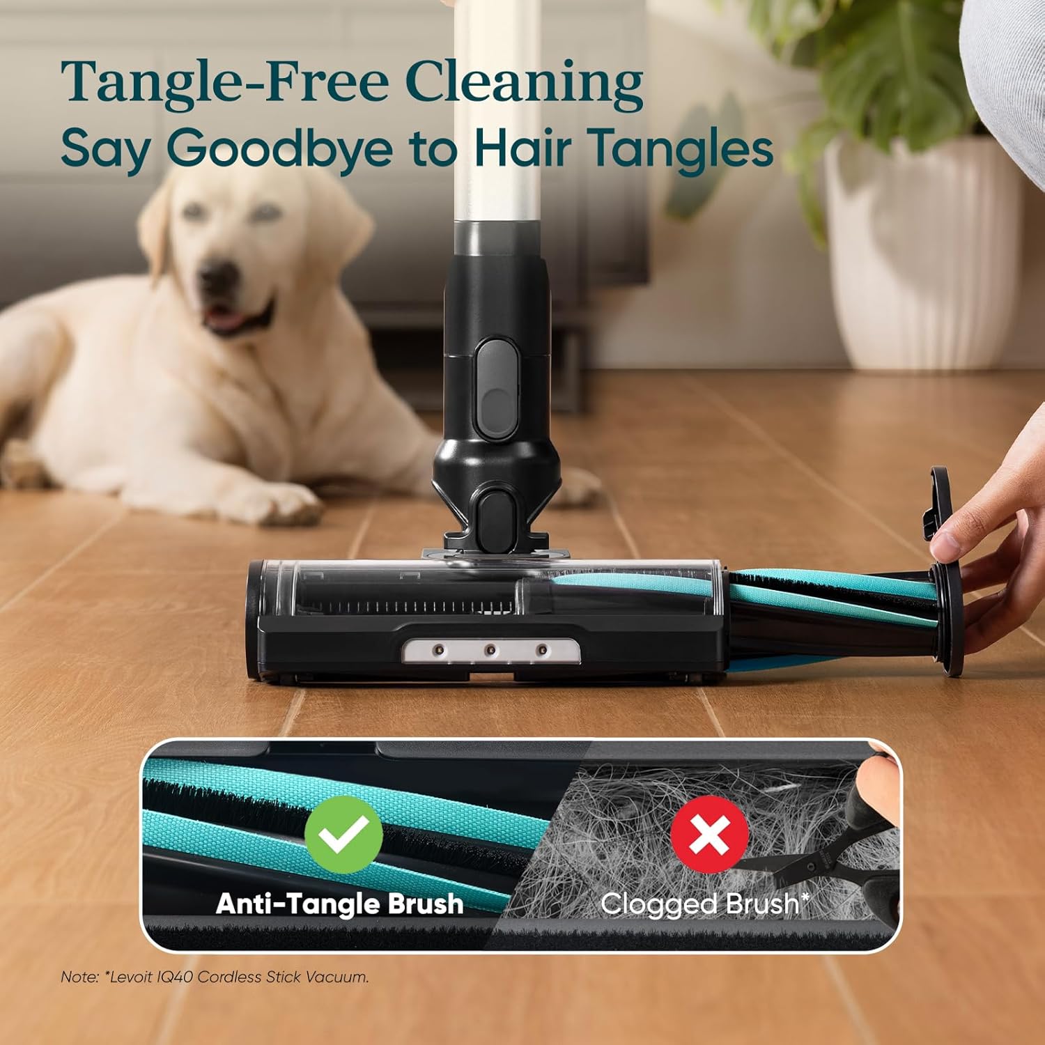 LEVOIT Cordless Vacuum Cleaner, Stick Vac with Tangle-Resistant Design, Up to 50 Minutes, Powerful Suction, Rechargeable, Lightweight, and Versatile for Carpet, Hard Floor, Pet Hair, LVAC-200