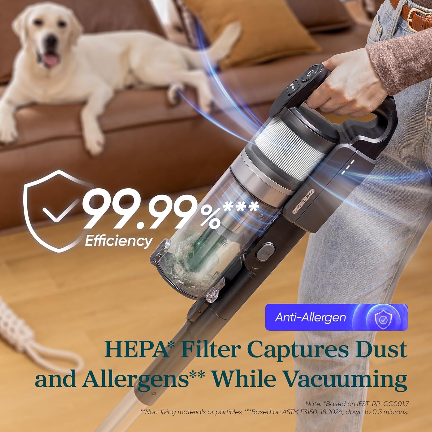 LEVOIT Cordless Vacuum Cleaner, Stick Vac with Tangle-Resistant Design, Up to 50 Minutes, Powerful Suction, Rechargeable, Lightweight, and Versatile for Carpet, Hard Floor, Pet Hair, LVAC-200