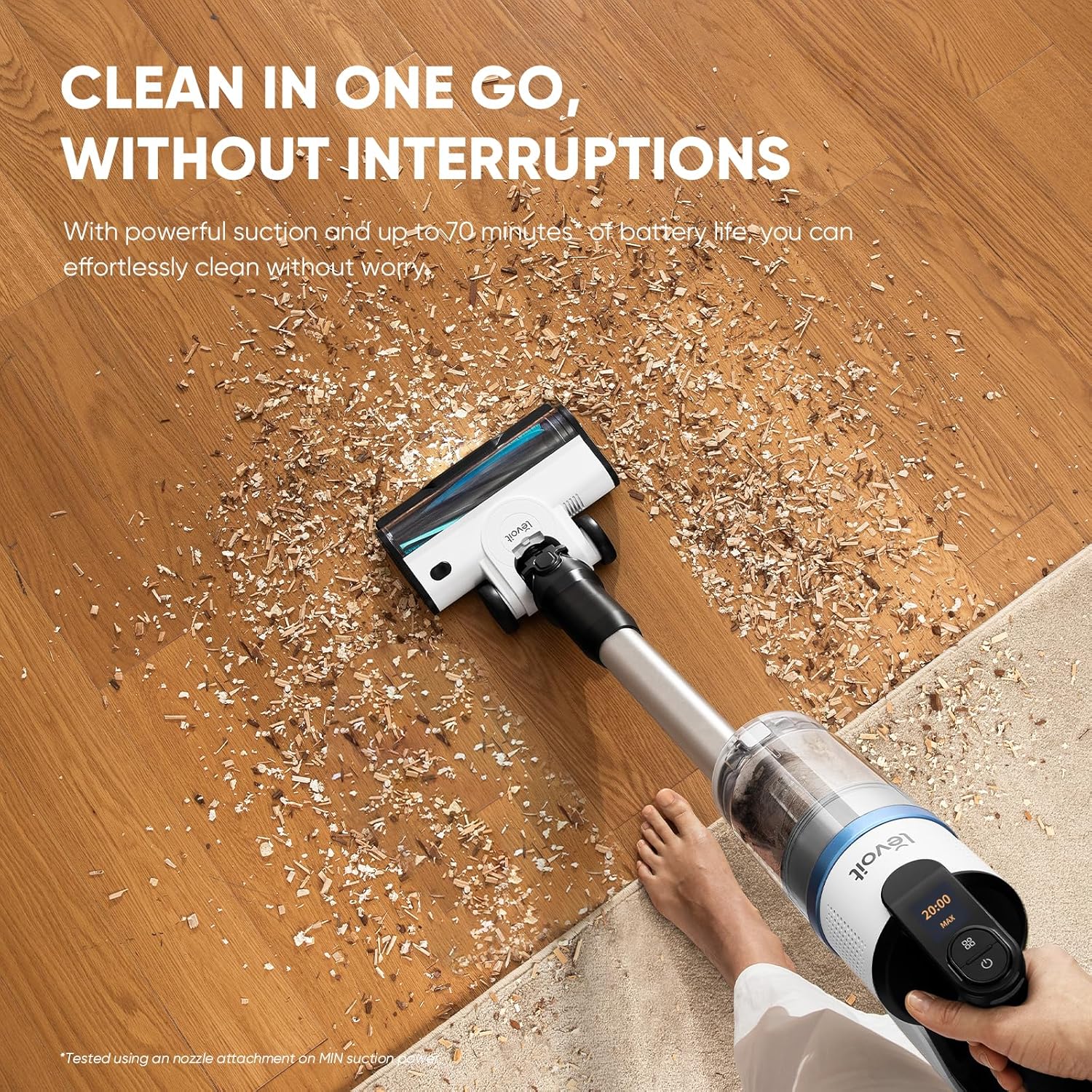 LEVOIT Cordless Vacuum Cleaner, Stick Vac with Tangle-Resistant Design, Up to 50 Minutes, Powerful Suction, Rechargeable, Lightweight, and Versatile for Carpet, Hard Floor, Pet Hair, LVAC-200