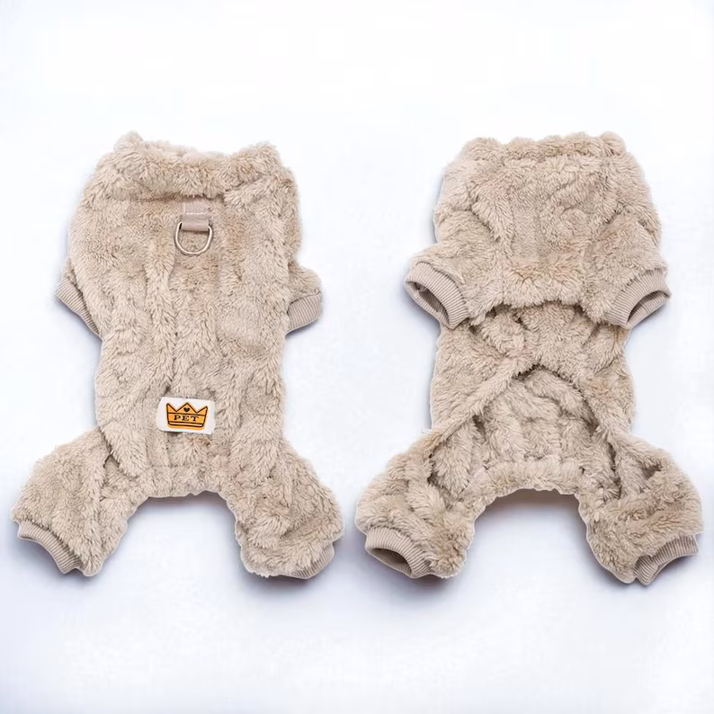 Warm Fleece Dog Jumpsuit: Small-Medium Pet Clothes