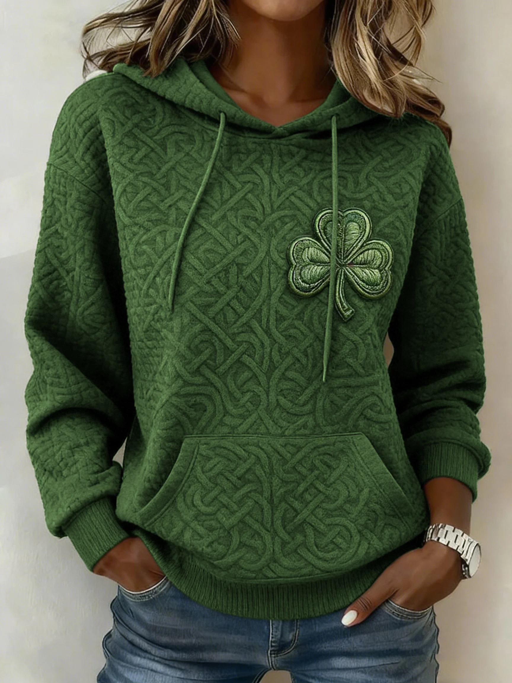 Women's St. Patrick's Day Shamrock Art Print Hoodie