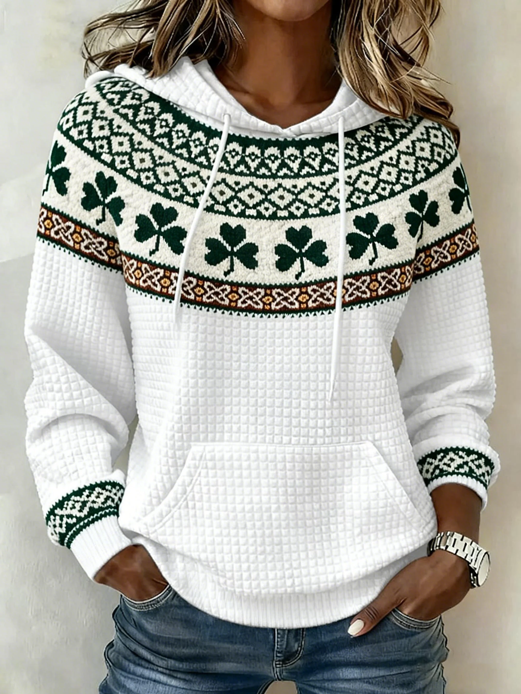 ☘️Last Day 49% Off☘️Women's St. Patrick's Day Shamrock Art Print Hoodie